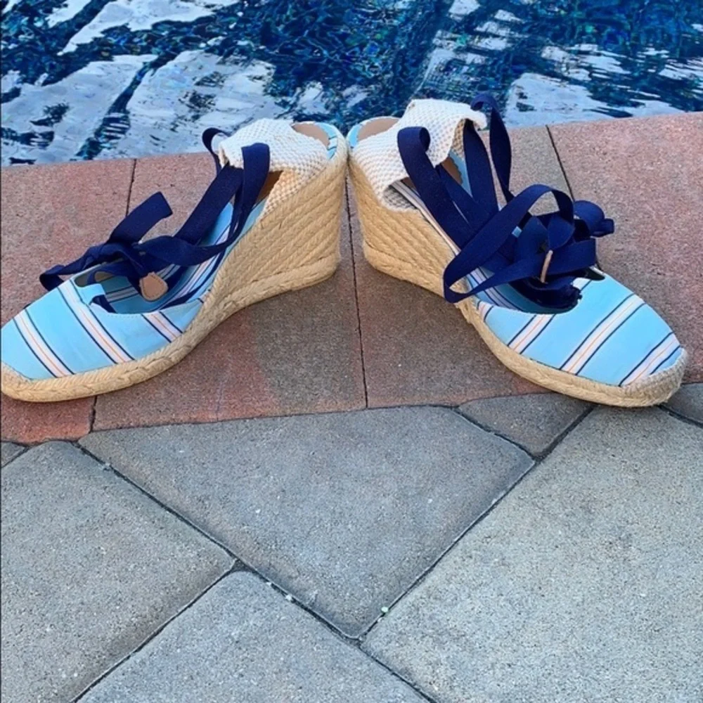 J. Crew Wedge Espadrilles Ankle Tie Size 7